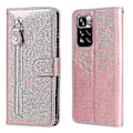 Miniatyrbild 2 av 5: Plånboksfodral för Xiaomi Redmi Note 11 Pro Plus, premium PU-läder magnetisk stängning kortfack stativ dragkedjeficka mjukt TPU flip-fodral - Rosa