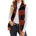 Miniatyrbillede 3 af 5: (M) Dame Mode Plaid Fleece Vest Afslappet Fuzzy Ærmeløs Fuzzy Sherpa Vest Fluffy Lynlås Jakke Varmt Overtøj