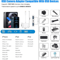 Miniatyrbild 2 av 5: Lightning till USB 3.0-adapter, USB 3.0-kameraadapter kompatibel med iPhone iPad, iPhone USB-adapter med 2 USB 3.0 och 1 laddningsport, ingen applikation
