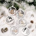 Miniatyrbild 3 av 5: 6 stycken vinterland julgranspynt, träälg snögubbe dekorationer för julgransdekorationer