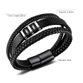 Miniatyrbillede 5 af 5: Sort læderarmbånd til mænd - Mænds gave 23 cm Q