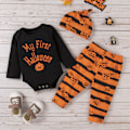 Miniatyrbilde 5 av 5: Baby Halloween-kostyme Min første Halloween langærmet jumpsuit + bukse + lue (90CM)