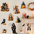 Miniatyrbilde 5 av 5: 2024 Halloween Gresskar Spøkelsesslott Kråke Fugleskremsel Veggklistremerke P