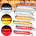 Miniatyrbilde 4 av 5: 4 stk Amber 9 LED Klarsignal Sidemarkerlys for Lastebil Tilhenger R