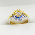 Miniatyrbild 2 av 3: Sol och måne ring (silver), 2 st gnistrande sol måne ringar, guld/silver ring, måne och sol formad ring