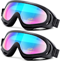 Miniatyrbilde 1 av 4: 2-pak Ski- og Snowboardbriller, Kompatibel for Barn, Tenåringer, Gutter, Jenter, Menn og Kvinner, Motorsykkelbriller W