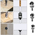 Miniatyrbild 4 av 5: 3-pack 90 Graders 5-flöjts Fasbits Set för Trä, Metall Snabbbyte 1/4\" Hex Fasborr Kolstål W