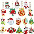 Miniatyrbilde 1 av 4: 17 Stykker Dobbeltsidige Julediamanter Ornamenter Diamantmaleri Nøkkelringer, DIY 5d Maleri, Julekrystaller C