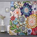 Boho Blommig Duschdraperi Paisley Mönster Bohemisk 180x180cm Polyester