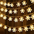 Pikkukuva 1 / 5: Sisäjouluvalot (lämmin valkoinen), 6M 40 LED lumihiutaleen valojuova, sisä- ja ulkokoristelu