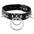 Miniatyrbillede 1 af 4: Sort Goth Punk PU Læder Choker O Ring Halskæde Unisex