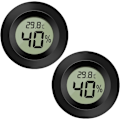 Miniatyrbillede 1 af 5: Sort Rund, 2 stk. Digital LCD Udendørs Termometer Hygrometer til Indendørs/Udendørs Luftfugter Affugter