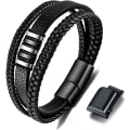 Miniatyrbillede 1 af 5: Sort læderarmbånd til mænd - Mænds gave 23 cm Q