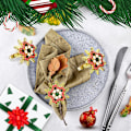 Miniatyrbilde 4 av 5: Sett med 6 fargerike snøflak jule-serviettringer for juleborddekking - Bryllupsmottakelse, jul, Takk E