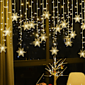 Miniatyrbillede 4 af 4: LED Snefnug Gardin Dekorative Lys, 3,5M Lang, 96 LED Lys, 8 Lystilstande, Julegardin Havefest J