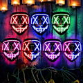 Pikkukuva 5 / 5: 1 LED-valo, pelottava Halloween, hehkuva neon-naamio 3 valaistustilalla ja El-johdolla