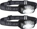Hodelykt Oppladbar, 2-pakning LED Hodelykt IPX4 Vanntett med Røde Advarselslys og 5 Lysmoduser