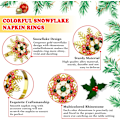 Miniatyrbilde 3 av 5: Sett med 6 fargerike snøflak jule-serviettringer for juleborddekking - Bryllupsmottakelse, jul, Takk E