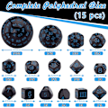 Pikkukuva 2 / 5: 15 kpl Polyhedral-noppasetti, Musta ja Sininen, Polyhedral-noppasetti DND RPG:lle