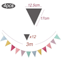 Miniatyrbillede 2 af 5: 48 trekantflag i flerfarvet burlap, 4 x vimpelguirlander Ba