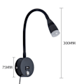 Miniatyrbillede 3 af 5: Sort LED Væglæselampe Svanehalslæselampe Fl K