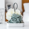 Miniatyrbillede 4 af 5: Abrikos Ris-Badebolde Queen Size Badeværelse Blød VASK Gud Forsyninger Glitrende Badeblomst Net Tofarvet Splejsning