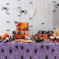 Miniatyrbillede 4 af 5: Halloween Dugdug Rektangulær Plastik 130 x 220 cm Lilla Edderkop Web Stor Vandtæt Dug