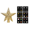Miniatyrbilde 1 av 5: Gull, roterende juletrønnstjerne med lys og 6 projeksjonsmoduser, 3D-blinkende dynamisk projeksjon, egnet for jul