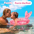 Miniatyrbillede 5 af 5: Pink fiskhale oppustelig svømmering, svømmepølse, vand sjov strandfest pool til