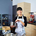 Miniatyrbillede 3 af 5: 2 stk. kokkehat sort justerbar madlavningshætte med skygge halv mesh halv klud catering H