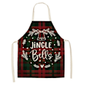 Miniatyrbilde 1 av 4: （A）Juleforkle Rød Kjøkkenforkle God Jul Jingle Bells Mønstre Klassisk Rutete Stil Svart Beskytt Din C J
