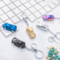 Miniatyrbillede 4 af 5: Kreativ nøglering bil nøglering lommelygte med LED-lys 2 i 1 bil nøglering ring til kontor rygsæk pung charme, Grøn R