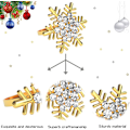 Miniatyrbild 3 av 5: Set med 6 Gyllene Snöflinga Servettringar för Juldukning - Bröllopsfest, Jul, Tacksägelse G