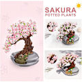 Miniatyrbillede 3 af 4: Mini Byggeklodser Sakura Plant Bonsai Model Sæt, Kreativ DIY Simulation Kirsebærblomst Blomster Botanisk Samling C