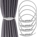 Miniatyrbilde 1 av 5: 4 Pakke Aluminiumlegering Fjærdesign Gardin Holdback Silvery Feather Carving Design Gardin Bånd for