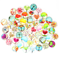 Miniatyrbilde 1 av 4: 100 stk Glass Cabochon med Blomsterdesign, Halvrund