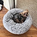 Miniatyrbilde 2 av 5: (60CM) Hund seng katteseng plysj rund hund seng dyp søvn kjæledyr seng matte, grå søt plu