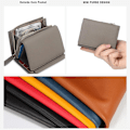 Miniatyrbillede 2 af 5: Grå Kvinders Ægte Læder Mini Tegnebog RFID Blokering Kort Indehaver Organizer Lomme Mini Tegnebog, Foldbar Slank Kompakt W