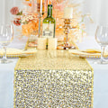 Miniatyrbilde 2 av 5: Lys gull bordløper 12 x 11 tommer paljett bordløper glitter duk til bryllup Ch