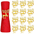 Miniatyrbillede 1 af 5: 12 stk. Jule-Rensdyr Servietringe, 6CM Guld Elg Serviettholdere Hjorte Servietspænde til Julefrokost Thanksgiving P