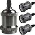 4-pack Vintage E27 Lamphållare - Svart, Edison Vintage Hänglampa, Solid Keramisk Adapter