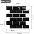 Miniatyrbild 5 av 5: Peel and Stick Kakel Backsplash för Kök Vägg, 10-Blad Svart Subway Kök Backsplash Kakel (12\"×12\") Black