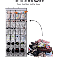 Miniatyrbillede 4 af 5: Over-the-Door Sko-skab Organizer Hængende Sko Stativ Holder 24 Store Mesh Lommer til Pænt Skabsdør med Tøjstativ B
