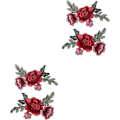 Miniatyrbild 1 av 4: 2 par strykjärnsdekaler för kläder sömnad applikation blomma lapp