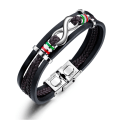 Miniatyrbillede 5 af 5: Tre-Rækkers Uendelig Kærlighed Nummer 8 Brun Sort Ægte Flettet Læderarmbånd til Mænd og Kvinder R