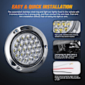 Miniatyrbillede 4 af 5: 4” Runde Trailer Baglygte 2 stk. 24LED Hvid Rustfrit Stål Krom Bezel Vandafvisende Backup Reverse Baglygter til