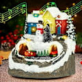 Miniatyrbillede 1 af 5: Julelandsby Lysende Musikboks, Snebjerg Roterende Tog, Snemand Model, Julehjem Dekoration Gave Samling A