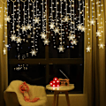 Miniatyrbillede 2 af 4: LED Snefnug Gardin Dekorative Lys, 3,5M Lang, 96 LED Lys, 8 Lystilstande, Julegardin Havefest J