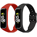 Pikkukuva 1 / 5: Kellon rannekkeet yhteensopivat Samsung Galaxy Fit 2:n kanssa - 2 rannekkeen setti, vaihdettava silikoniranneke - Musta/punainen