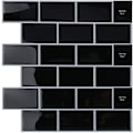 Miniatyrbild 1 av 5: Peel and Stick Kakel Backsplash för Kök Vägg, 10-Blad Svart Subway Kök Backsplash Kakel (12\"×12\") Black